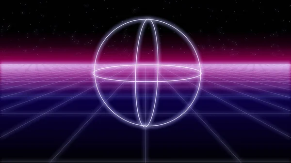 synthwave şekiller Retro bir arka plan üzerinde 3d render