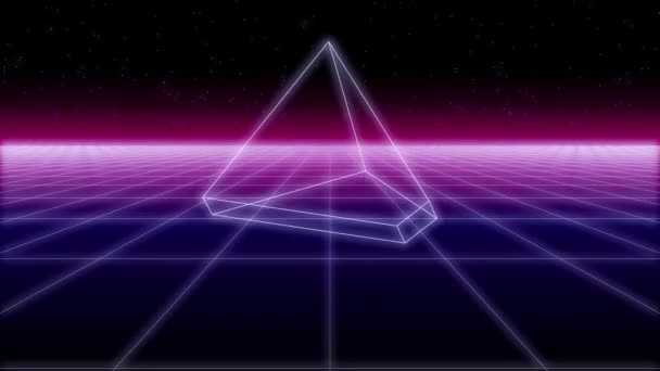 Synthwave Şekiller Tel Kafes Net Yılların Yıldız Retro Fütürizm Arka — Stok video