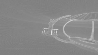 bilgisayar video oyun geliştirme sahne tel kafes Viewport Druid karakter Mystic mağara 3D render illüstrasyon aracılığıyla bir platformda uçar