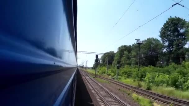 View from train window landscape near Lviv Ukraine — Stock Video