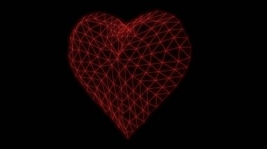 Heart Glowing neon Synthwave glitch 3d render