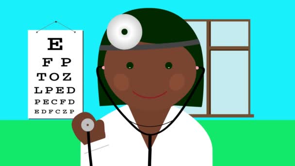 聴診器ループ アニメーションと制服を着た医師 — ストック動画