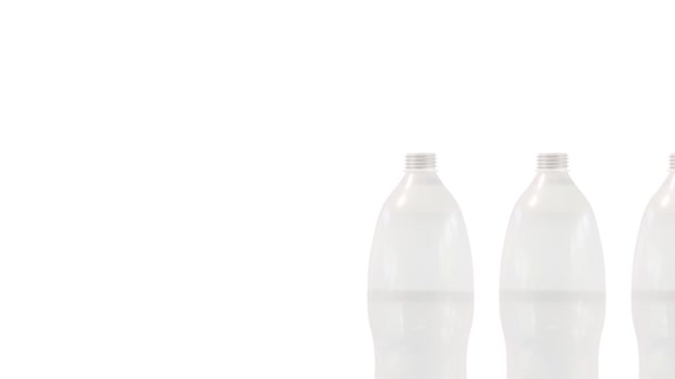 Биоиспользование пластиковых ПЭТ бутылок 3D рендеринг — стоковое видео