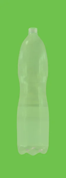 Empty plastic bottle on green background 3d render — Stock Photo, Image