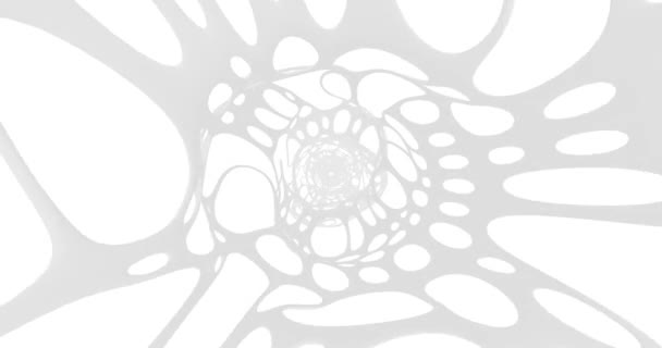 Biały abstrakcyjny organiczny tunel tło 3d — Wideo stockowe