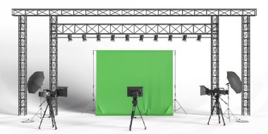 Fotoğraf stüdyosu ekipman 3d render illüstrasyon