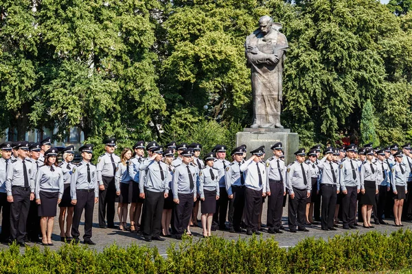 Oezjhorod Oekraïne Juli 2018 Bouw Van Politieagenten Tijdens Viering Van — Stockfoto