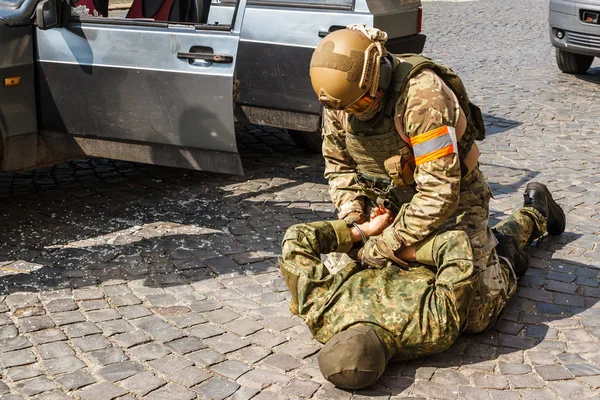 Uzhgorod Ucrania Julio 2018 Miembros Unidad Policía Propósito Especial Kord — Foto de Stock