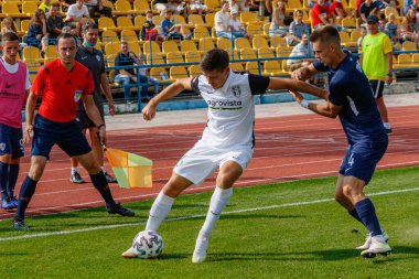 Uzhgorod, Ukrayna - 13 Eylül 2020: Ukrayna Premier Ligi (Minay) FC Alexandria (Alexandria) maçının ikinci turu).