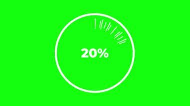 0 'dan 100%' e kadar olan dairesel yükleme işlemi çubuğu, modern dijital biçim göstergesi, indirme, bekleme, yükleme kavramı