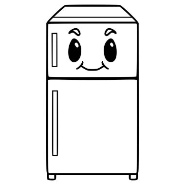Buzdolabı karakter çizimi el çizimi ana hat vektörü