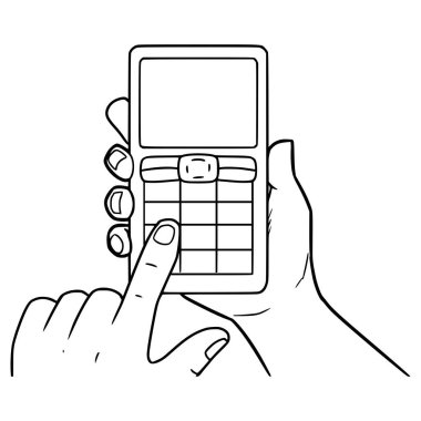 El ele tutuşma cep telefonu çizimi ana hatlı vektör