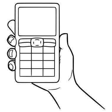 El ele tutuşma cep telefonu çizimi ana hatlı vektör