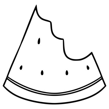 Isırık karpuz çizimi el çizimi ana hatlı vektör