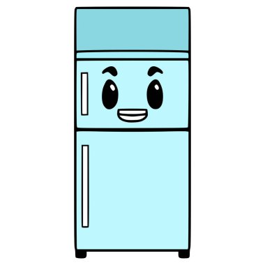 Buzdolabı karakteri çizimi elle izole edilmiş vektör