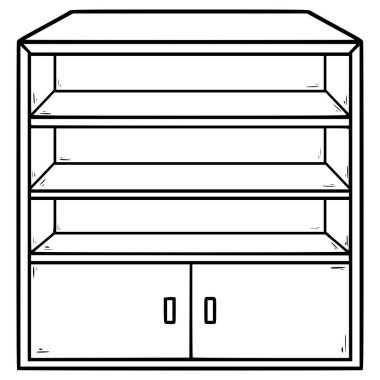 kitaplık çizimi el çizimi ana hat vektörü