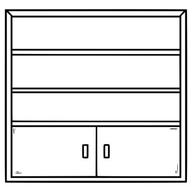 kitaplık çizimi el çizimi ana hat vektörü