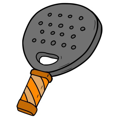 Padel raket çizimi elle izole edilmiş vektör