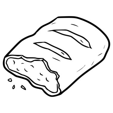 Sosisli börek ısırığı çizim ana hatları vektörü