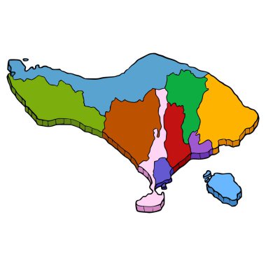 Bali island map illustration hand drawn isolated vector