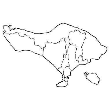 Bali island map illustration hand drawn outline vector
