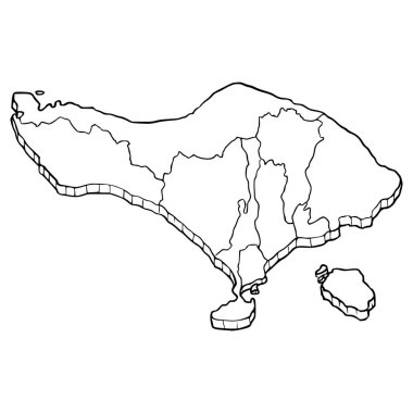 Bali island map illustration hand drawn outline vector