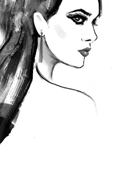 Ung cool kvinna. Fashion illustration. — Stockfoto