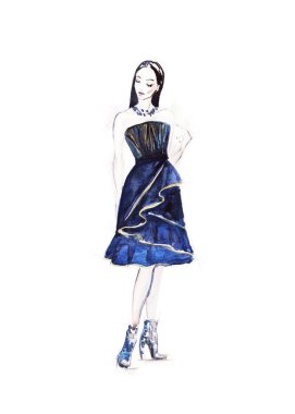 güzel genç kadın sanat kroki. moda illüstrasyon. güzel zarif kadın portresi 