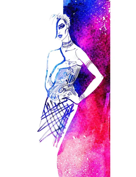 Elegant dam. Fashion illustration. mode bakgrunden. mode skiss. — Stockfoto