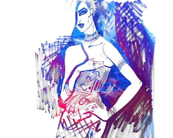 Elegant dam. Fashion illustration. mode bakgrunden. mode skiss. — Stockfoto