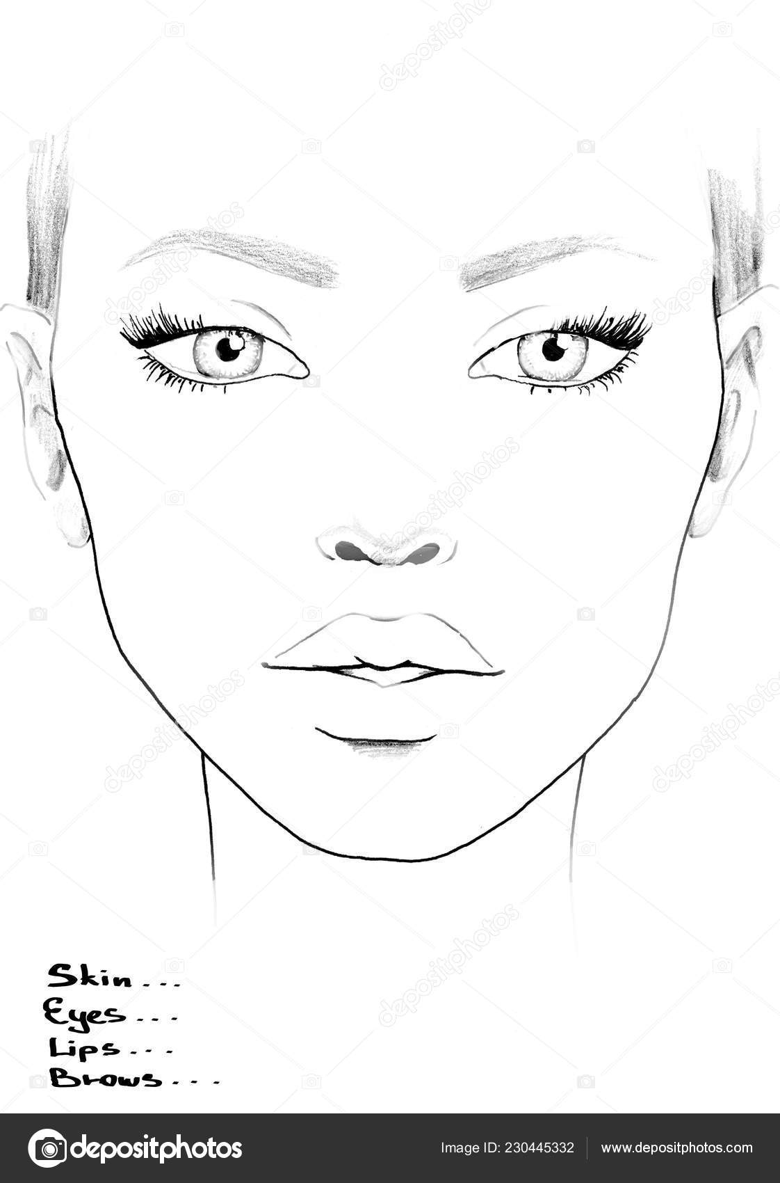 Face chart Makeup Artist Blank