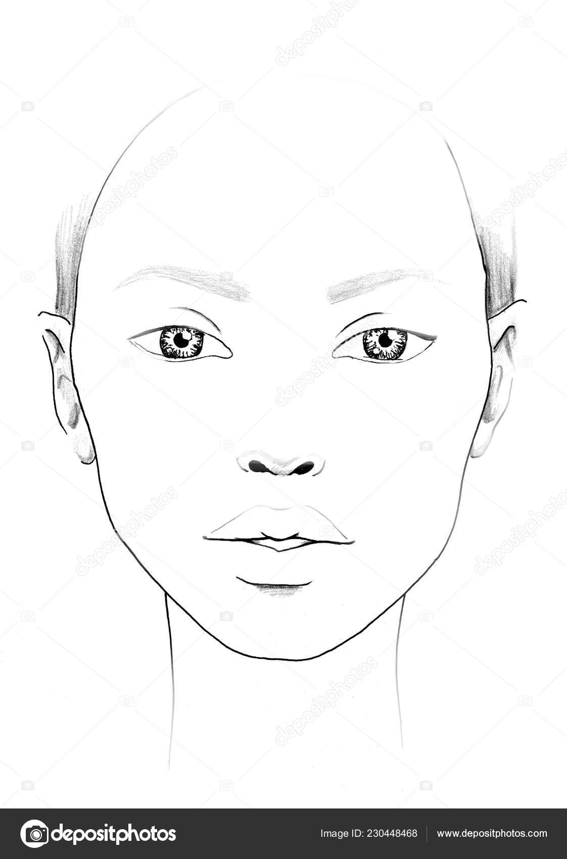 Face Chart Makeup Artist Blank Beautiful Woman Portrait Face Chart Makeup Artist Blank Template Stock Photo Image By C Shakeemilk 230448468