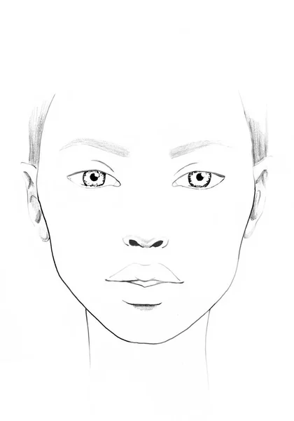 Yüz grafik makyaj sanatçı boş. Güzel kadın portre. Yüz grafik. Makyaj sanatçı boş. Şablon.