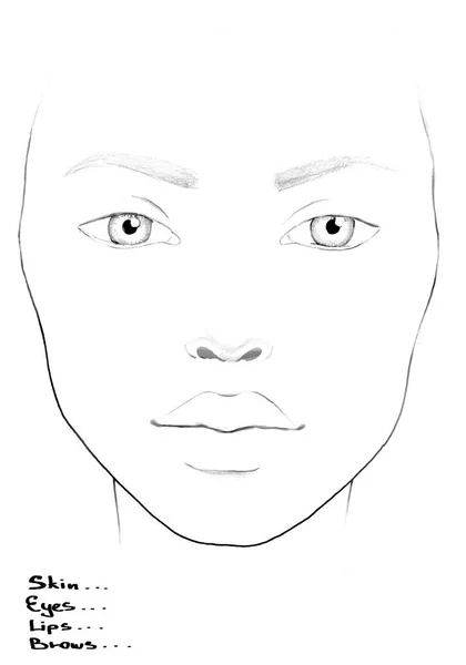 Yüz grafik makyaj sanatçı boş. Güzel kadın portre. Yüz grafik. Makyaj sanatçı boş. Şablon.