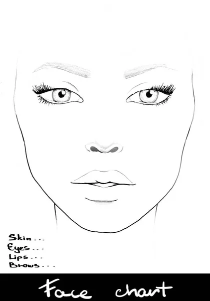 Face chart Makeup Artist Blank. Beautiful woman portrait. Face chart. Makeup Artist Blank. Template.