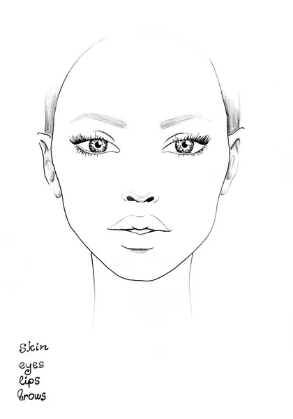 Yüz grafik makyaj sanatçı boş. Güzel kadın portre. Yüz grafik. Makyaj sanatçı boş. Şablon.