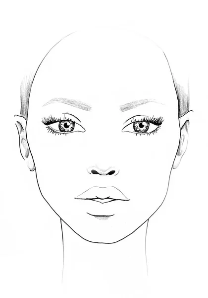 Ansikte internationell Makeup Artist tom. Vacker kvinna porträtt. Face chart. Makeup Artist tom. Mall. — Stockfoto