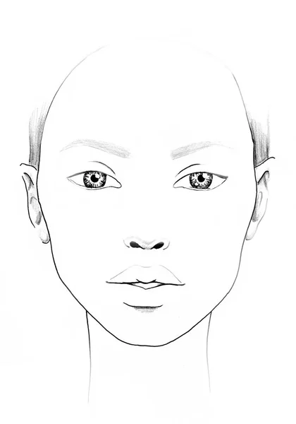 Ansikte internationell Makeup Artist tom. Vacker kvinna porträtt. Face chart. Makeup Artist tom. Mall. — Stockfoto