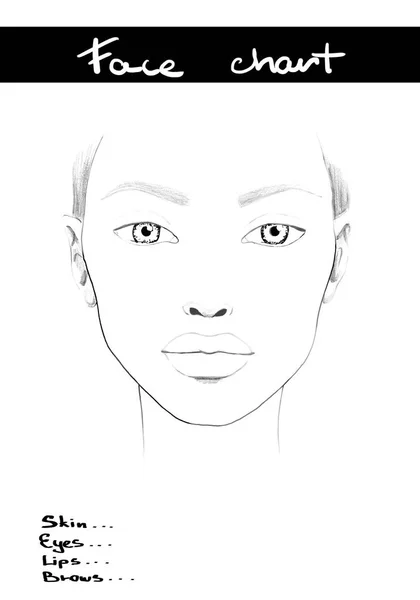 Ansikte internationell Makeup Artist tom. Vacker kvinna porträtt. Face chart. Makeup Artist tom. Mall. Royaltyfria Stockbilder