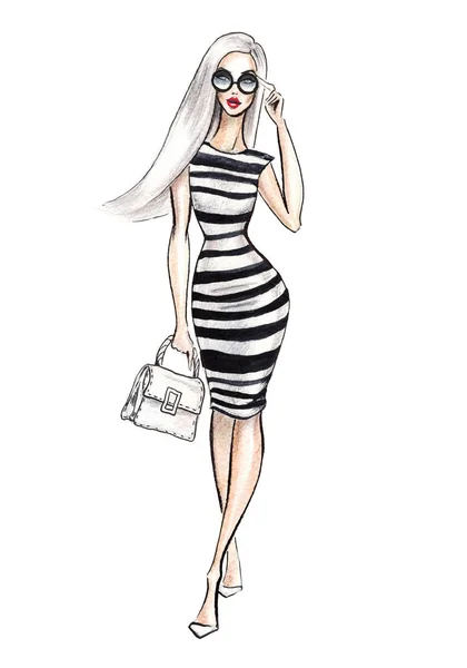 Gatumode. akvarell fashion illustration. — Stockfoto