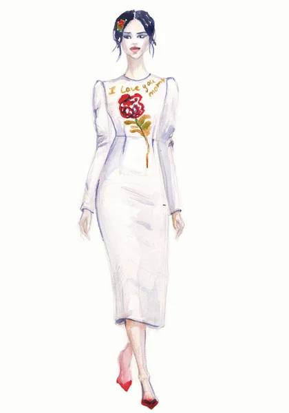 Fashion illustration. Vacker fashionabla kvinna — Stockfoto