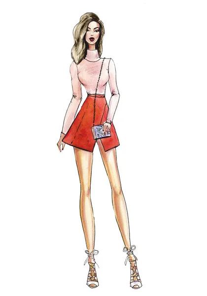 Gatumode. akvarell fashion illustration. — Stockfoto