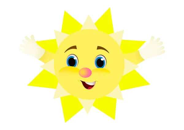 Cheerful Yellow Sun White Background — Stock Photo, Image