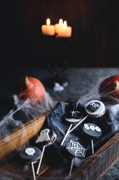 Домашнє Печиво Хеллоуїн Страшними Прикрасами — стокове фото