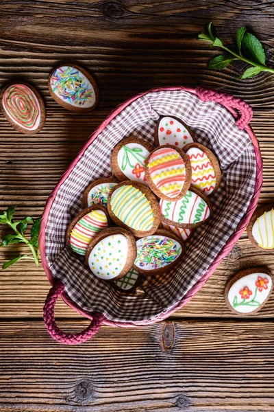 Easter egg sugar cookies with royal icing — Stock Photo, Image