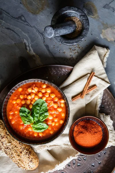 Supă delicioasă de năut vegetarian marocan — Fotografie, imagine de stoc