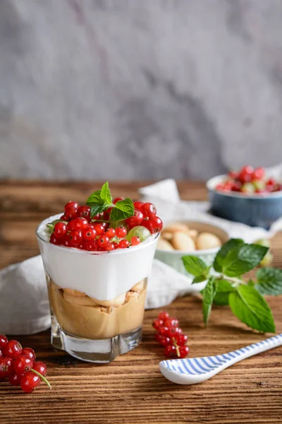 Răcoritoare Cremă Vară Desert Brânză Unt Arahide Biscuiți Burete Acoperite — Fotografie, imagine de stoc