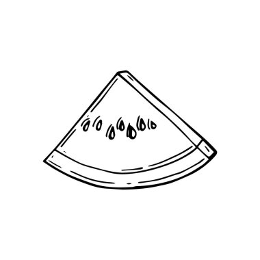 Vektör görüntü. Resmi bir karpuz anahat. Dilimli karpuz. Elle çizilmiş