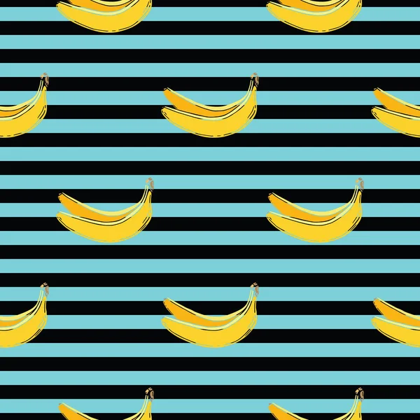 Banán Vektor Varrat Nélküli Mintát Rajzfilm Gyümölcs Elegáns Textúra — Stock Vector