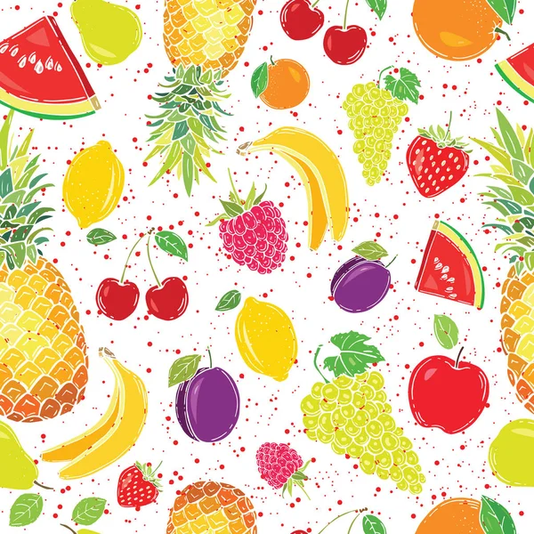 Fruits Seamless Pattern Your Design Vector Illustration Hand Drawn — Stock Vector